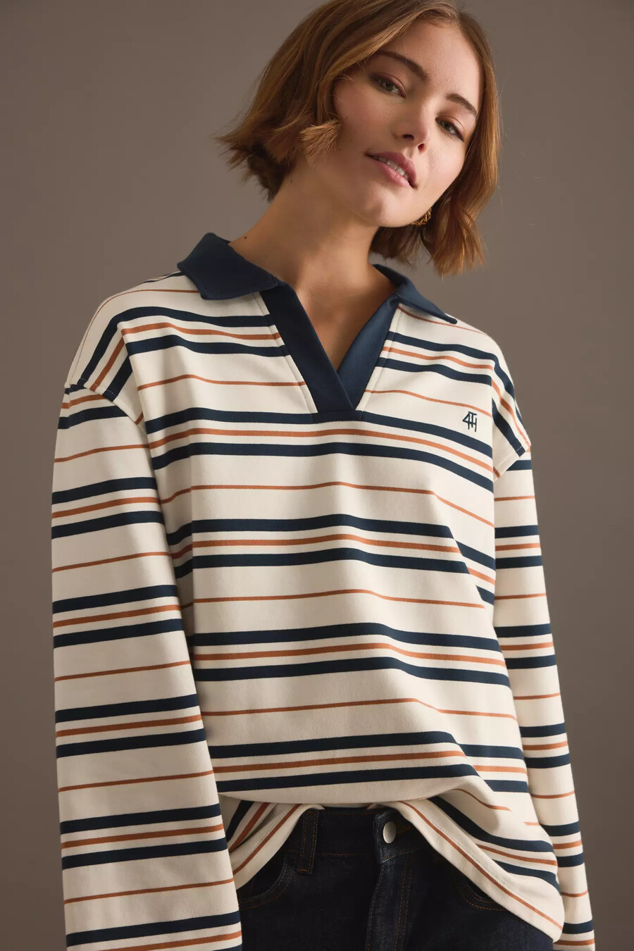 4th reckless oversized stripe rugby top