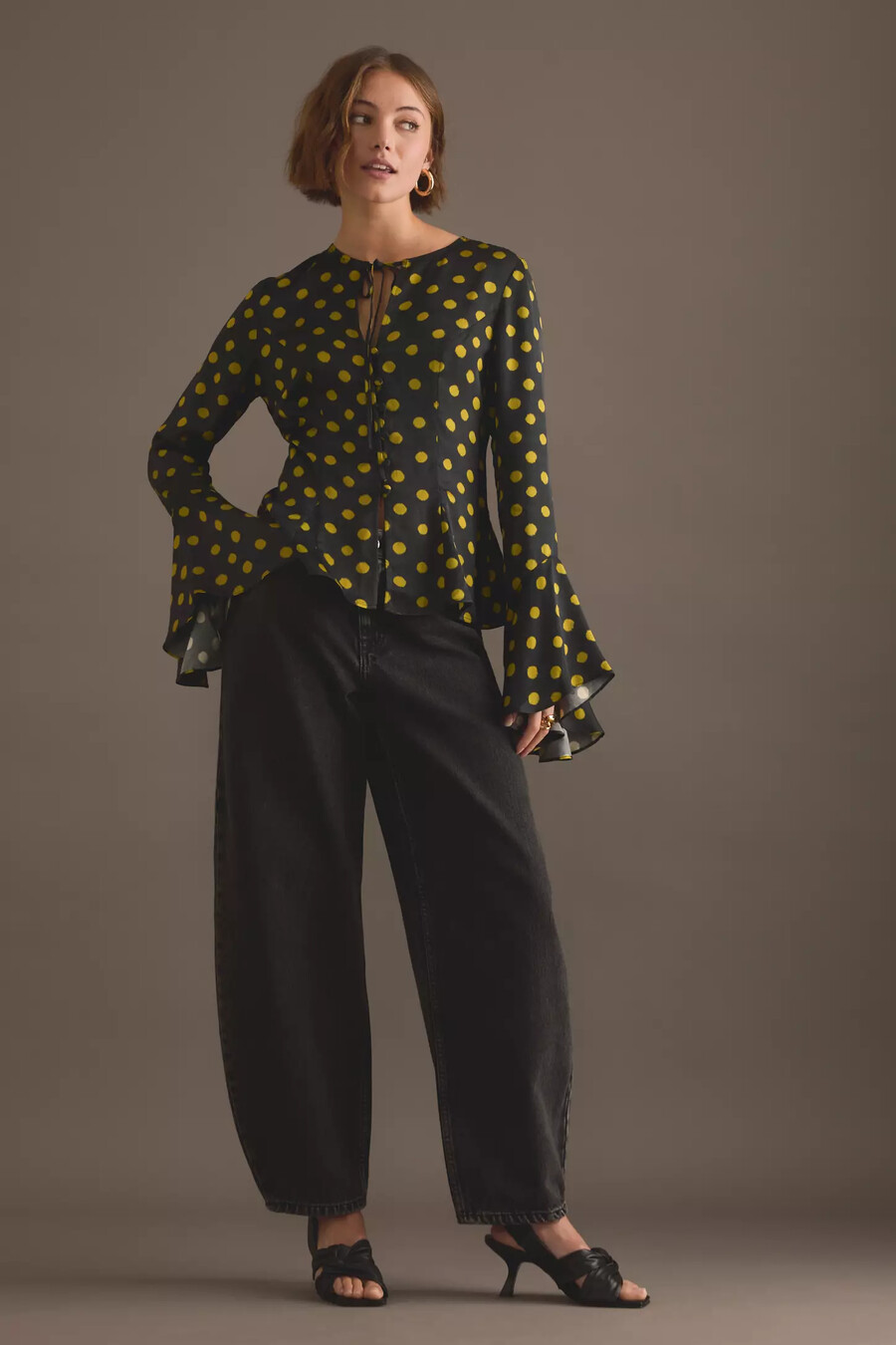 kitri chantelle polka dot satin-top