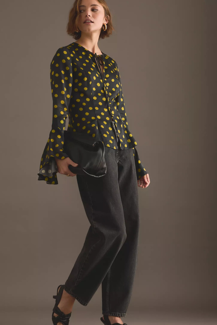 kitri chantelle polka dot satin-top