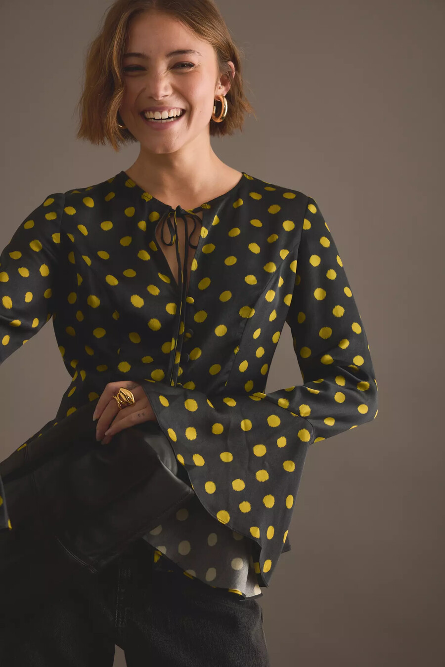 kitri chantelle polka dot satin-top