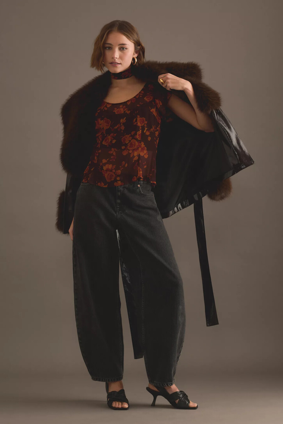kitri clementina top mit herbstrosenmuster