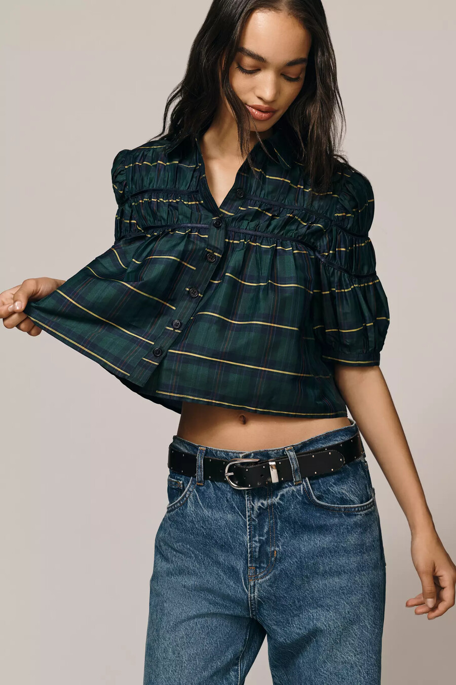 die leandra taftbluse mit geraffter passe von maeve