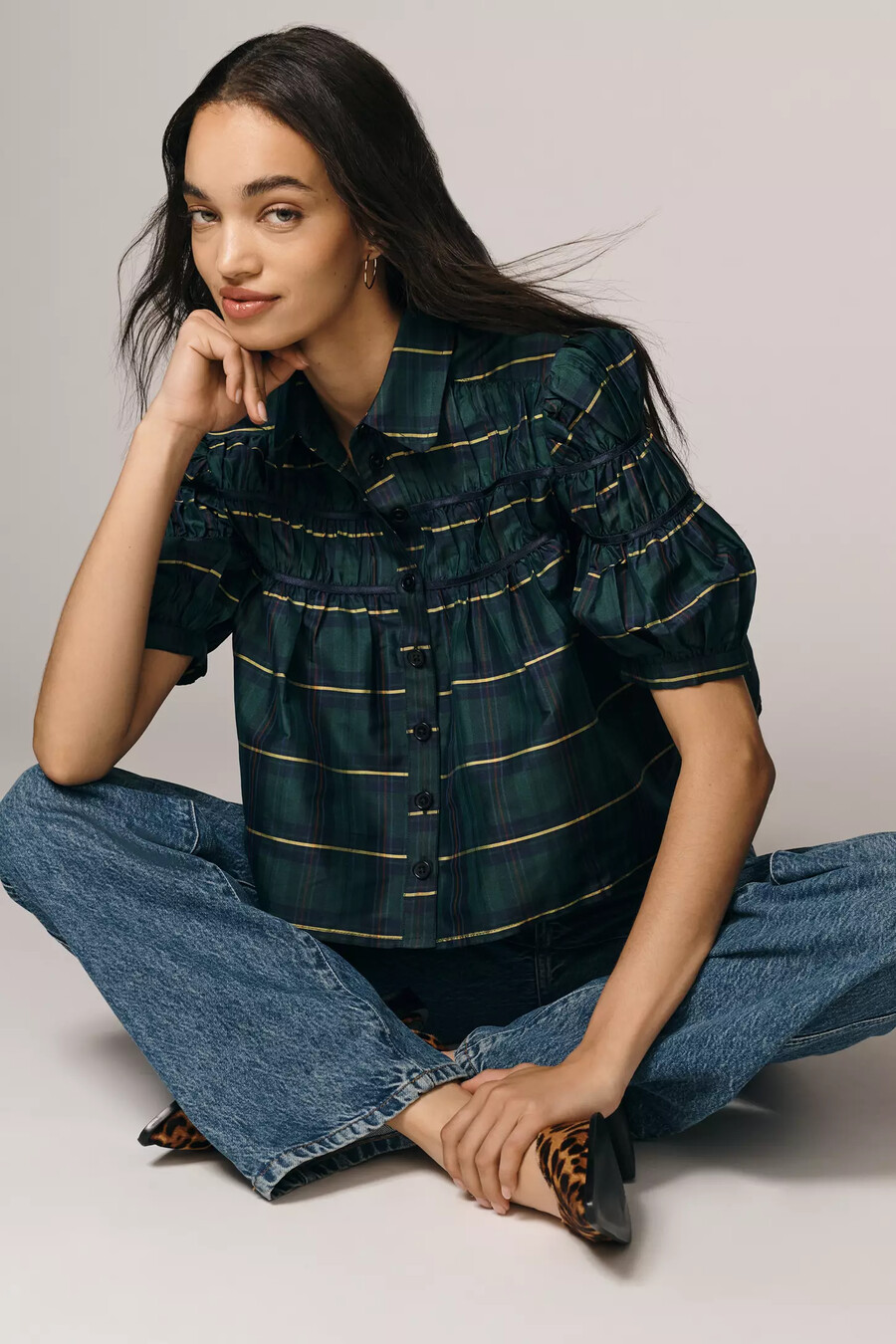 die leandra taftbluse mit geraffter passe von maeve