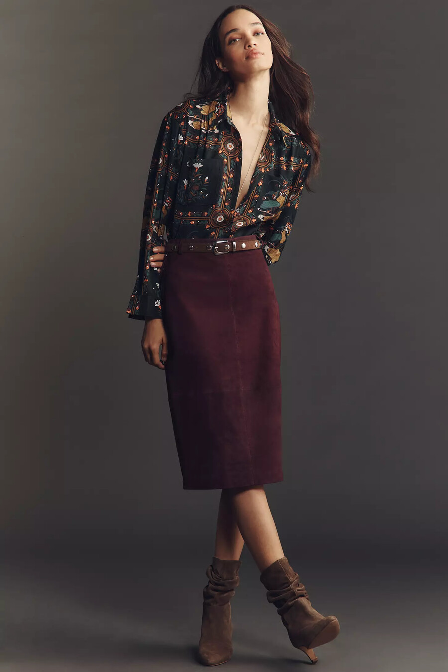 entspanntes langarmhemd mit blumenmuster von anthropologie