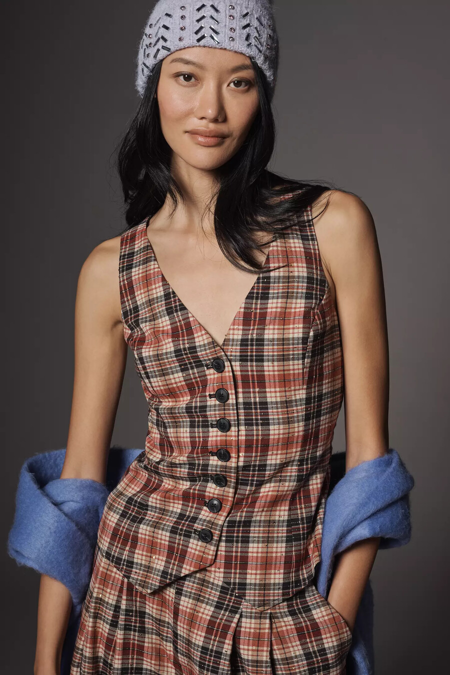 halsey slim weste mit knopfleiste