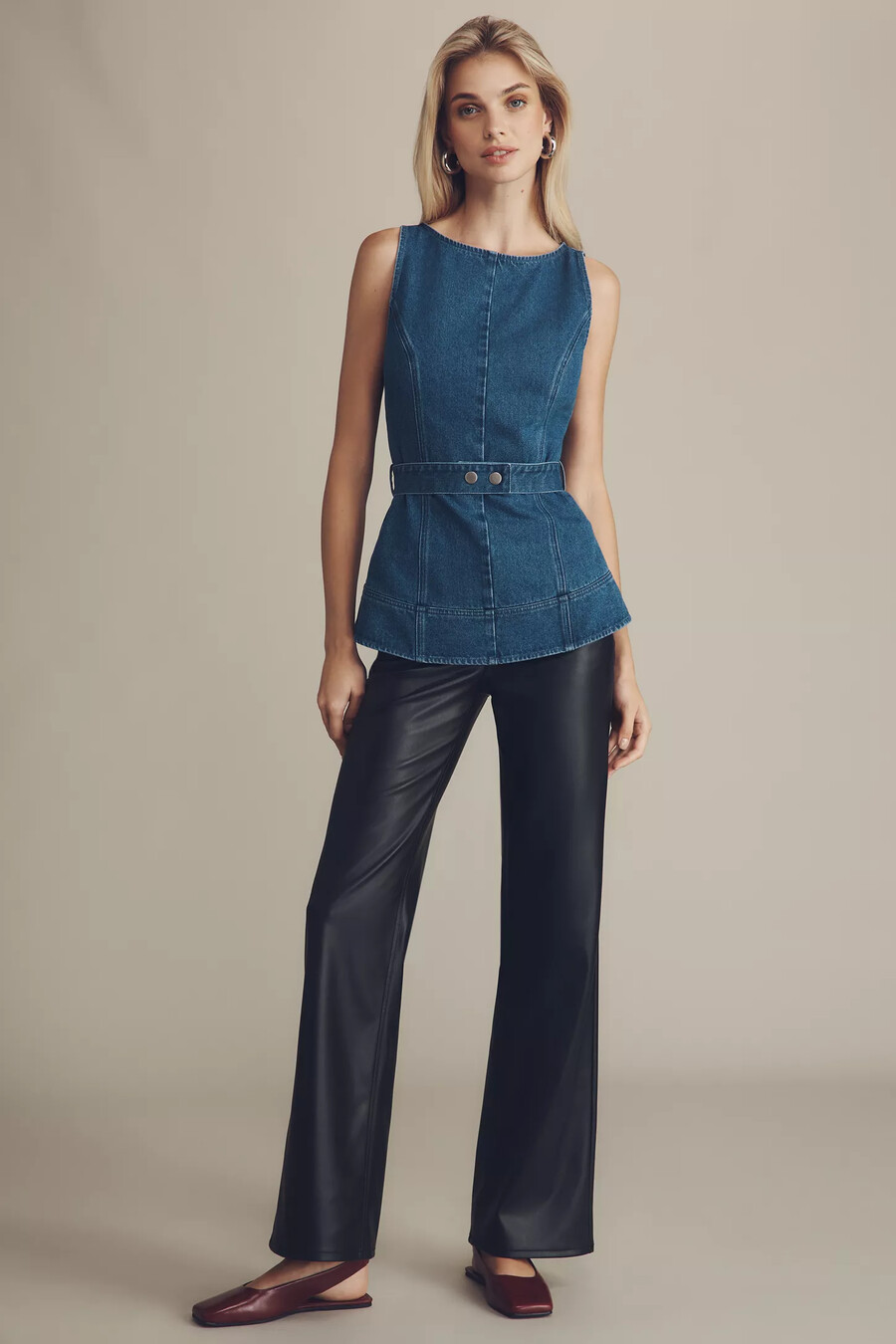 Ärmelloses jeans-top von mare mare mit gürtel