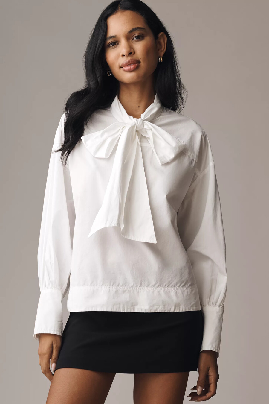 maeve baumwollbluse mit bindekragen