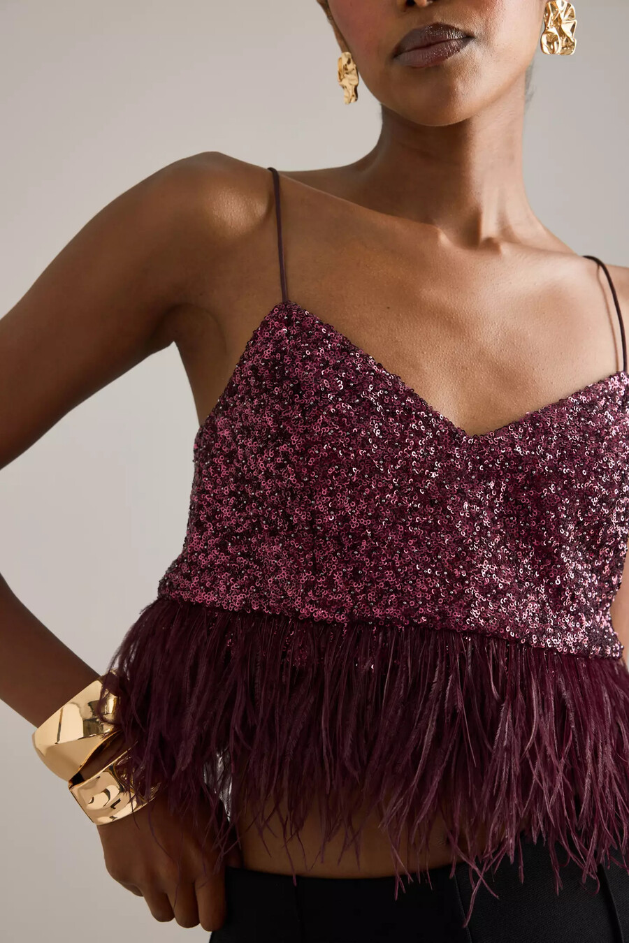 pailletten-feder-tanktop von anthropologie
