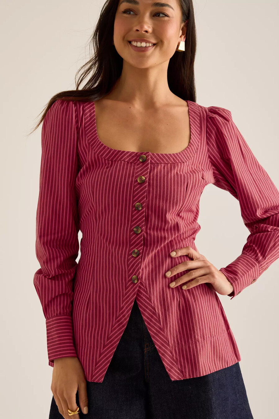 damson madder clare bluse mit eckigem ausschnitt