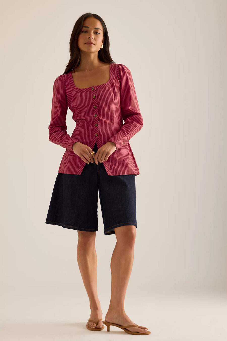 damson madder clare bluse mit eckigem ausschnitt