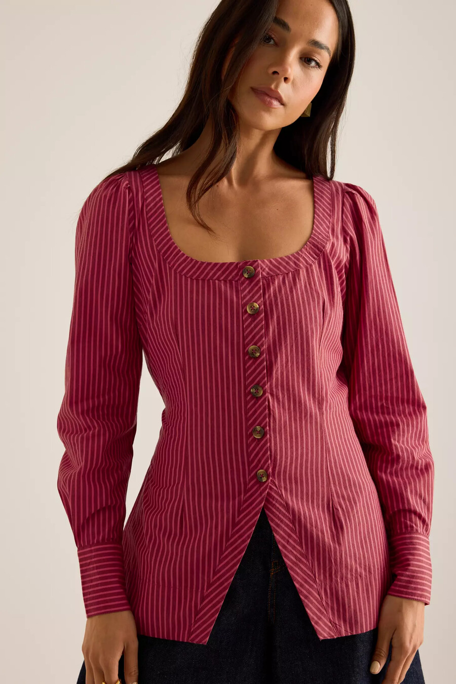 damson madder clare bluse mit eckigem ausschnitt