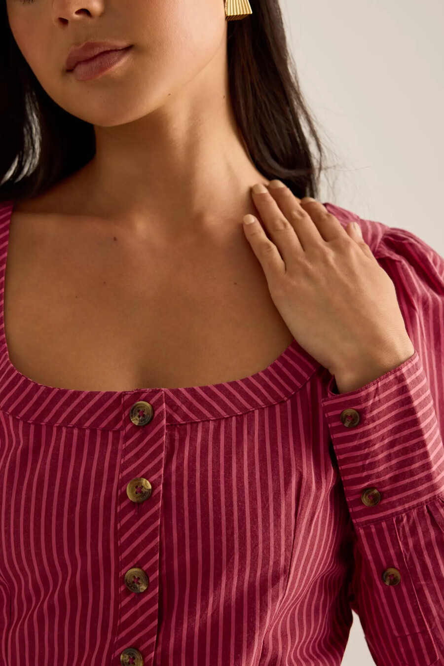 damson madder clare bluse mit eckigem ausschnitt