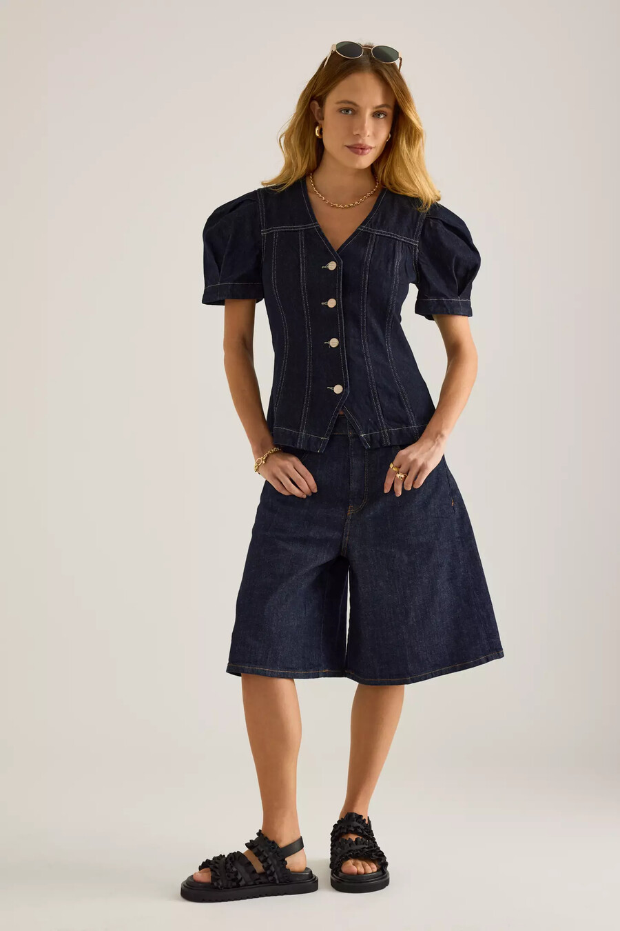 damson madder shell denim top