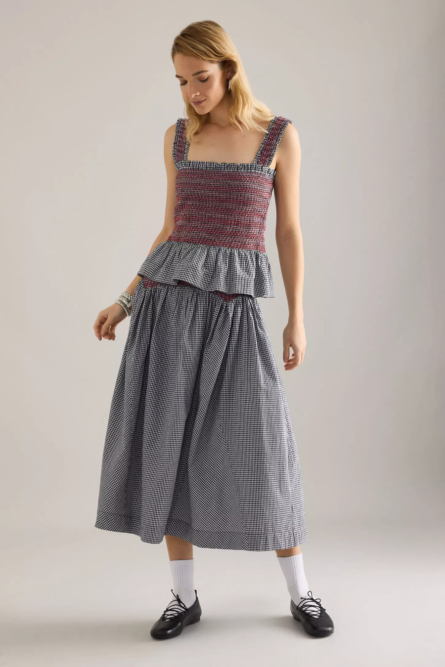 damson madder ami smocked square-neck cami top