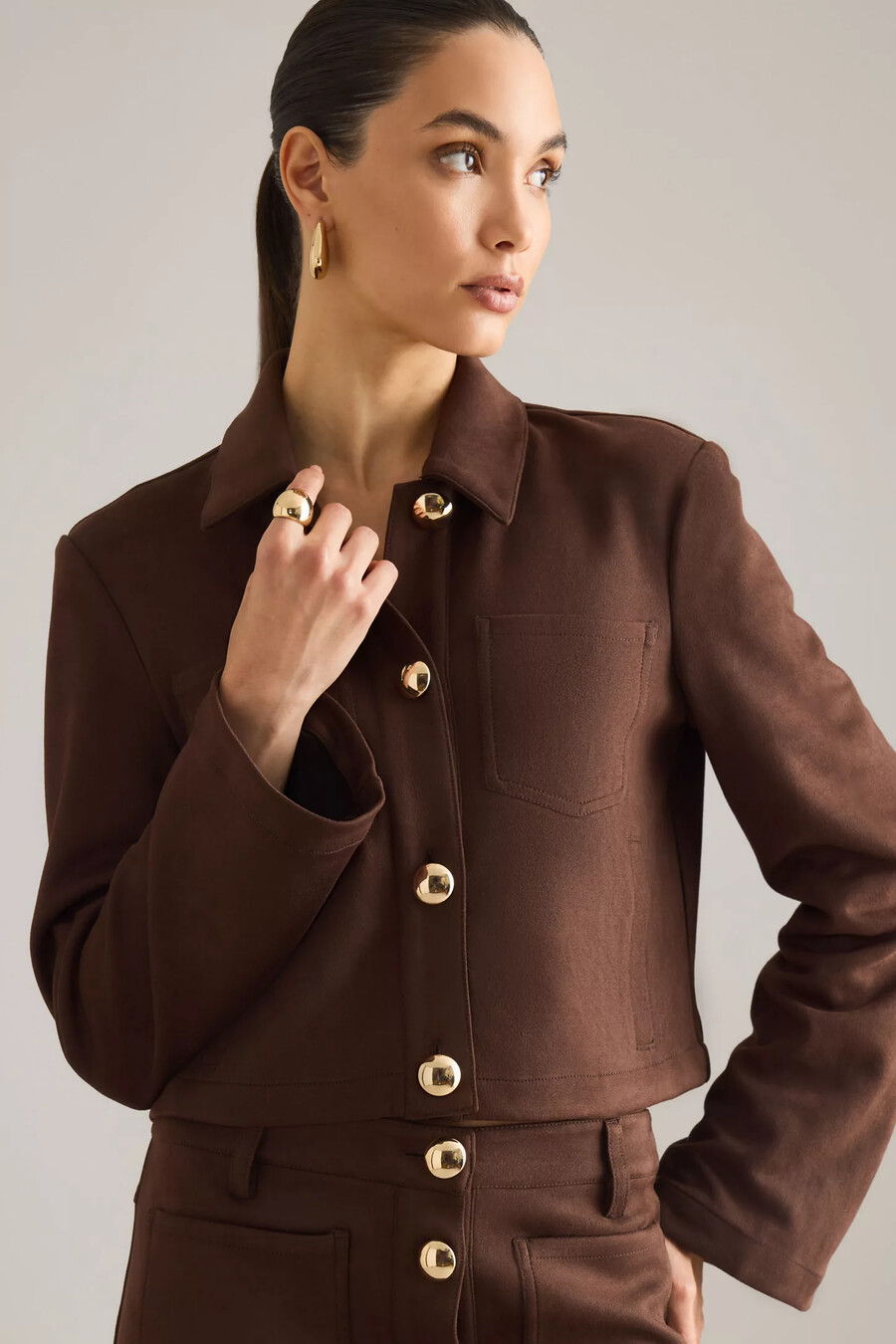 bardot lorenzo crop-shirt aus wildlederimitat
