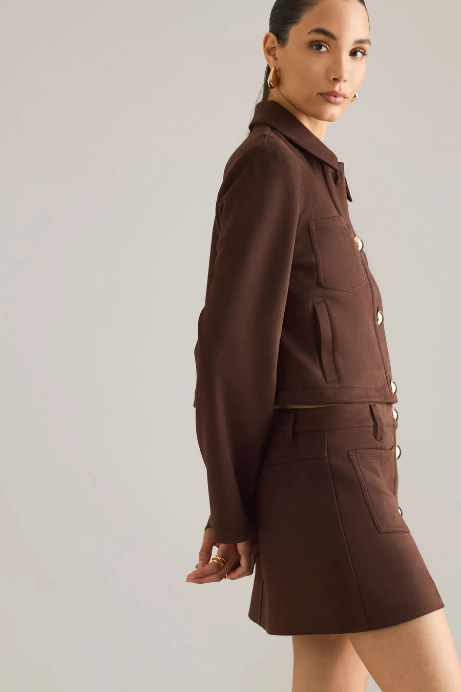 bardot lorenzo crop-shirt aus wildlederimitat