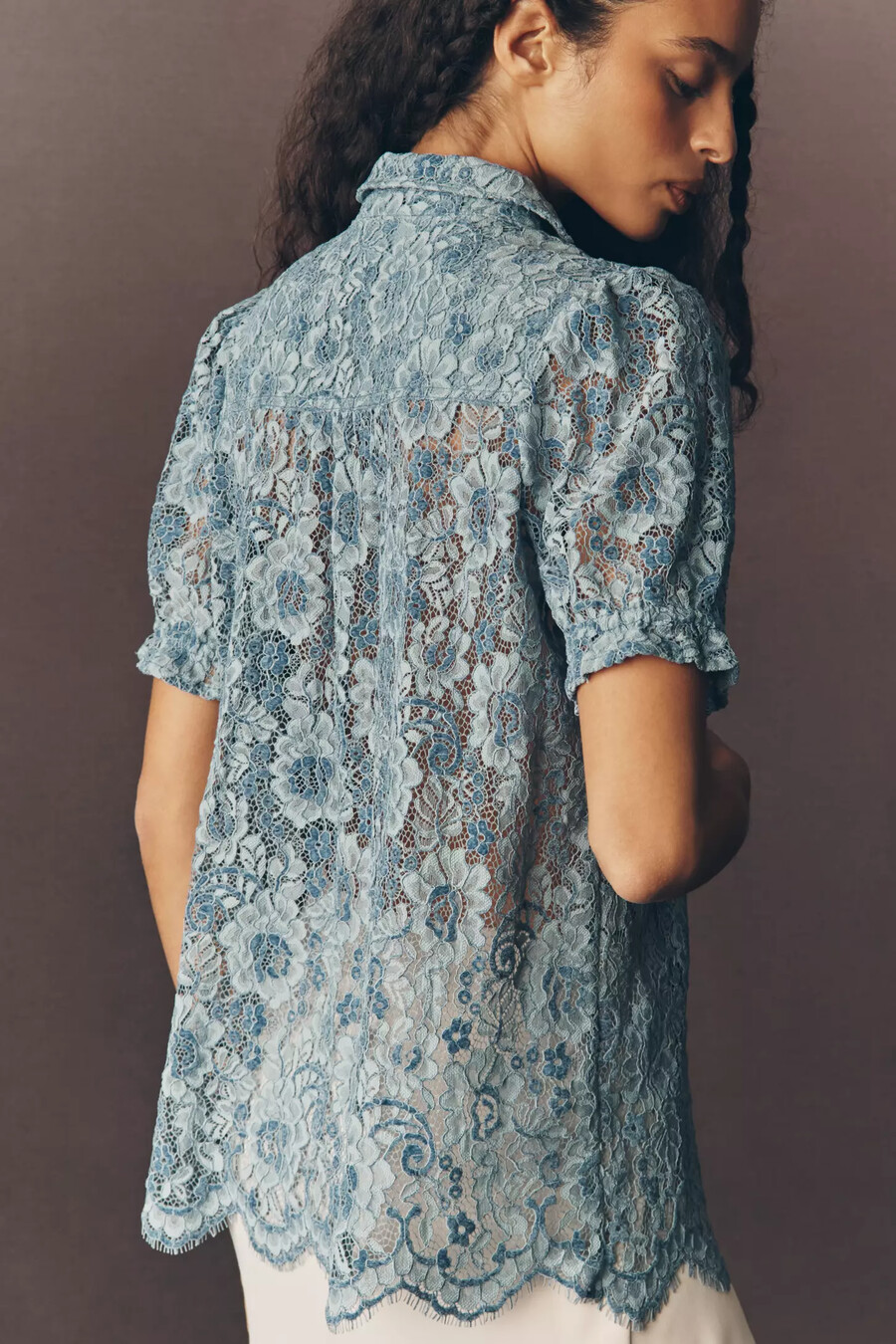 die aly bluse mit puffärmeln aus spitze von pilcro