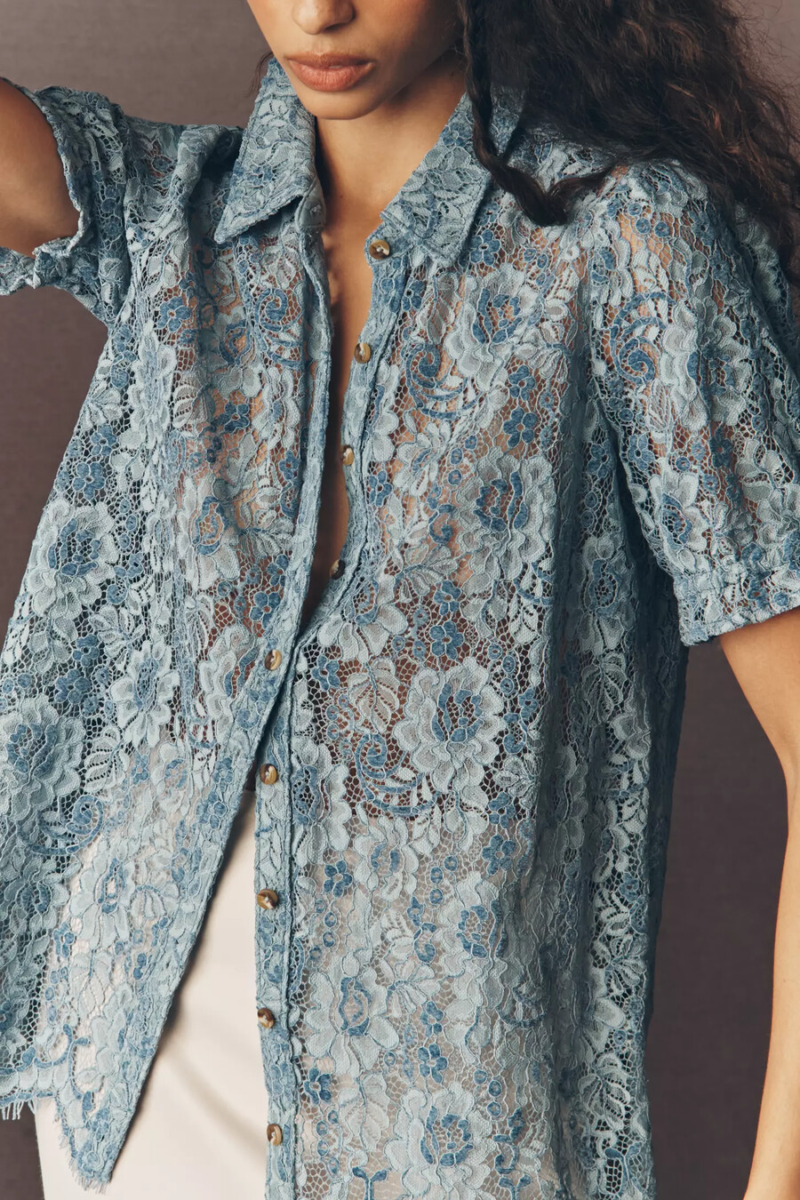 die aly bluse mit puffärmeln aus spitze von pilcro