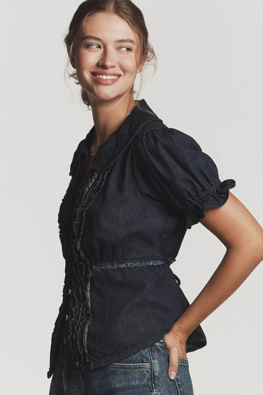 die keira jeansbluse mit taillenbund von pilcro