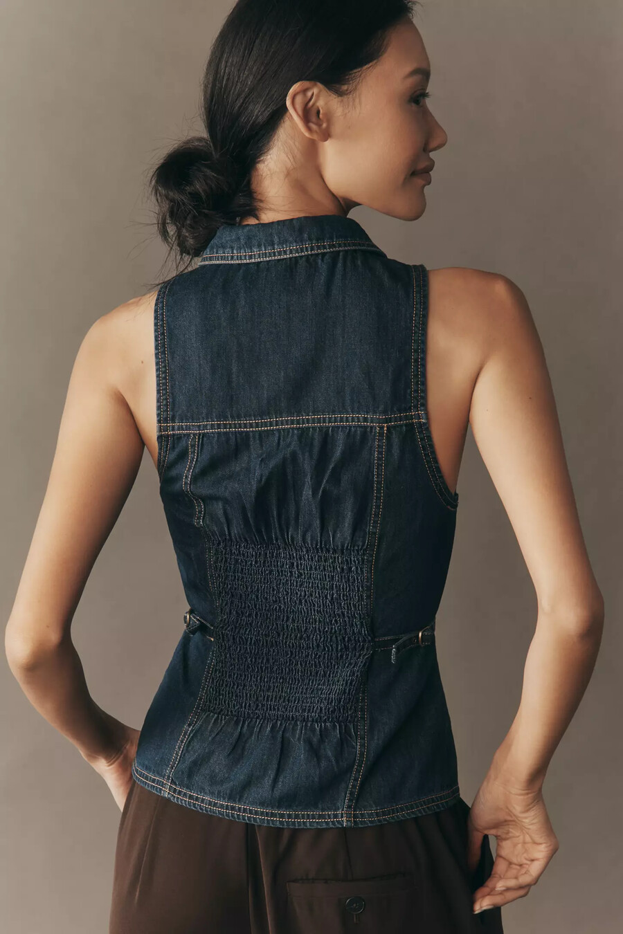 pilcro jeansweste mit reißverschluss vorne