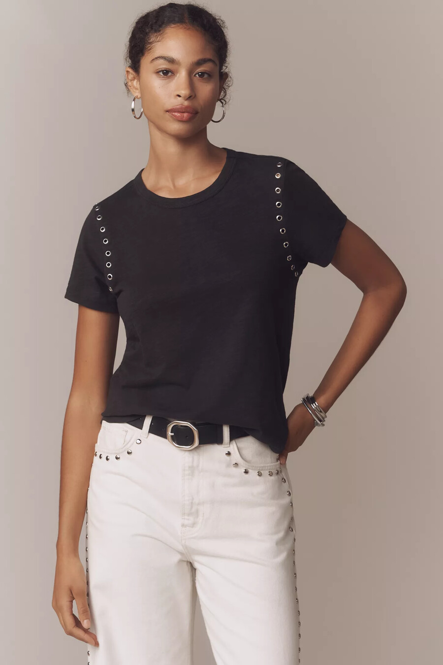 das bennie cotton slub rundhals-t-shirt mit Ösen von pilcro