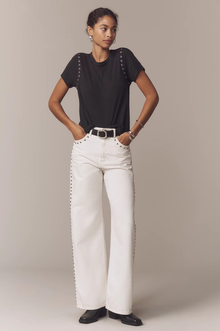 das bennie cotton slub rundhals-t-shirt mit Ösen von pilcro