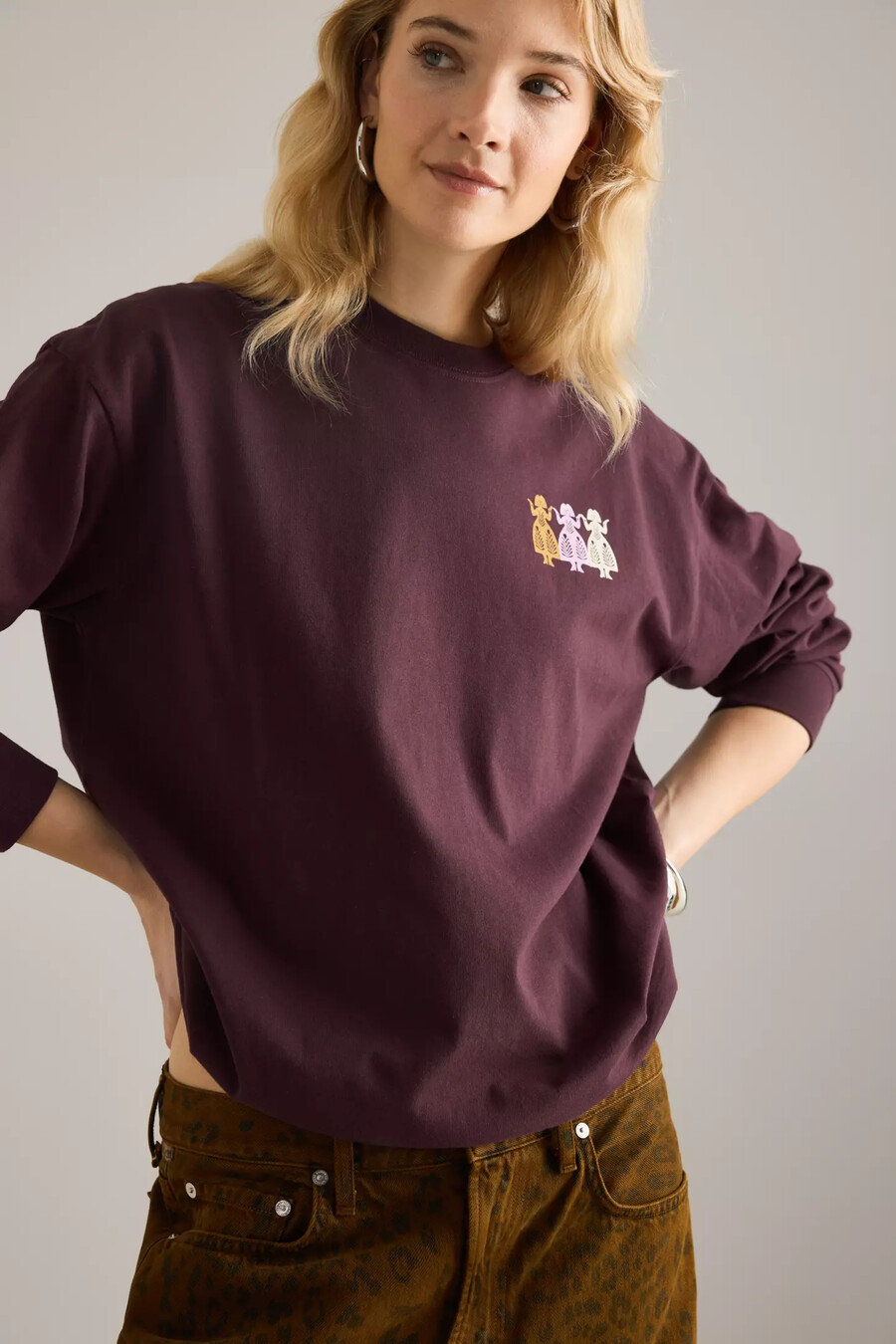 damson madder paper cut gals langarm-t-shirt