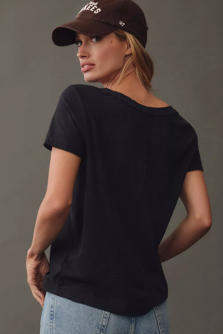 das bennie slim crew neck cotton-slub t-shirt von pilcro v-ausschnitt-edition