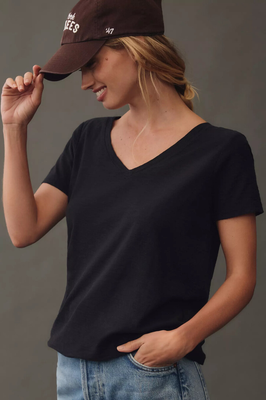 das bennie slim crew neck cotton-slub t-shirt von pilcro v-ausschnitt-edition
