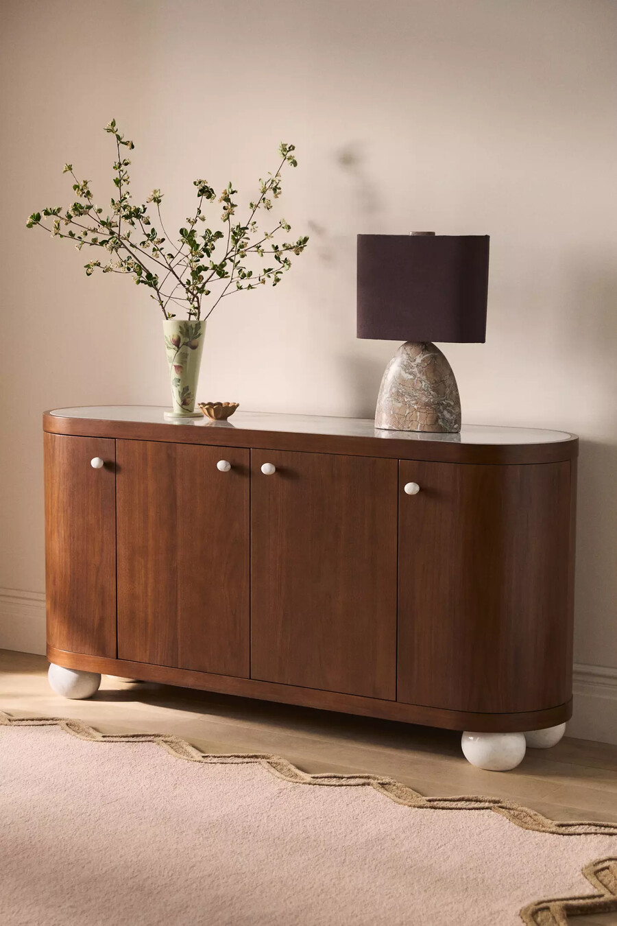 vivienne 68 sideboard aus holz mit marmorplatte