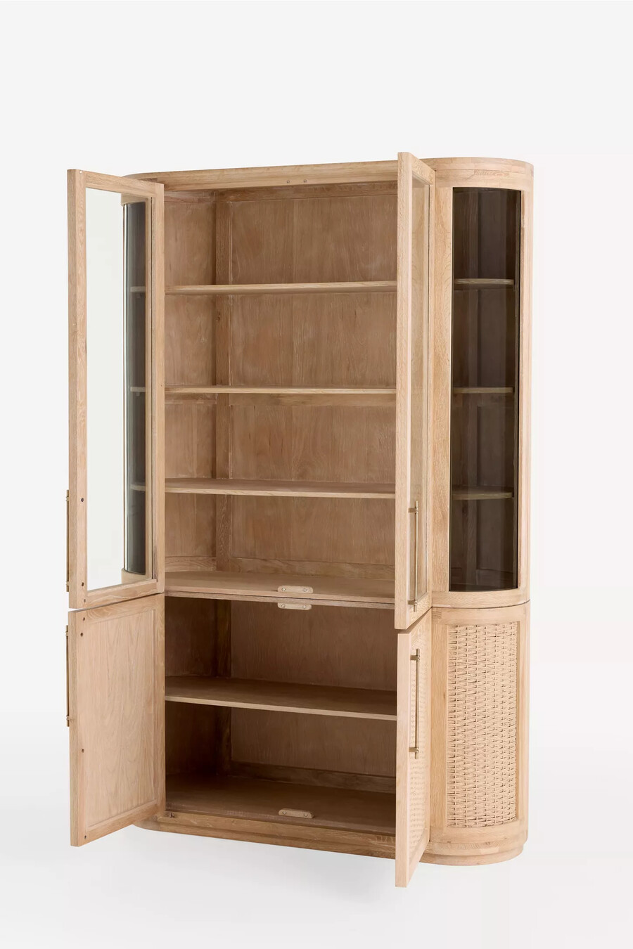 sienna glas- und holzvitrine