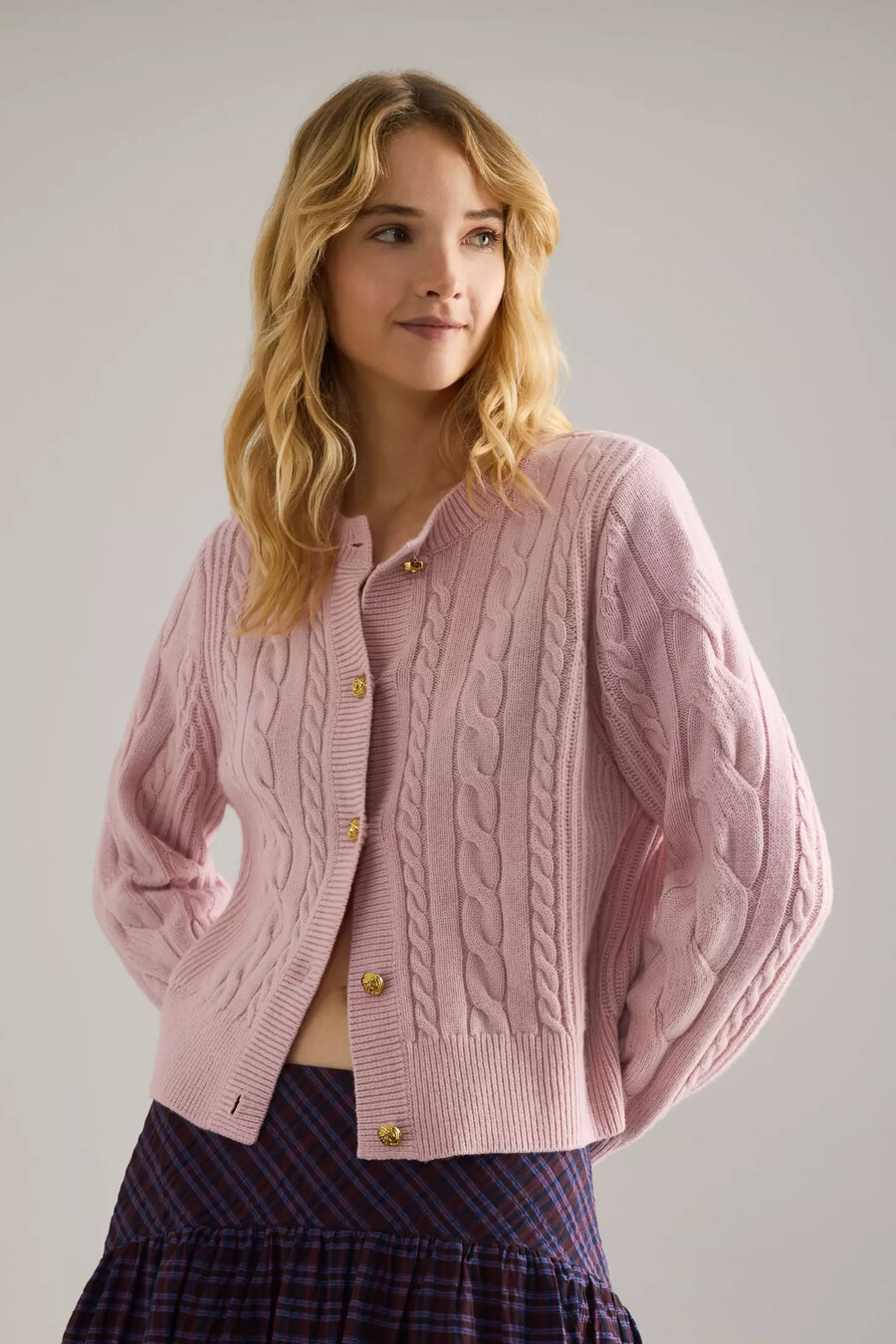 barbour elina strickjacke aus wolle und kaschmir mit zopfmuster