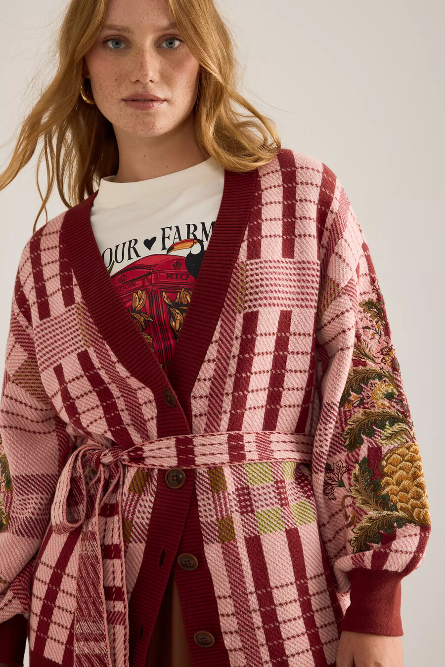 barbour x farm rio luisa cardigan