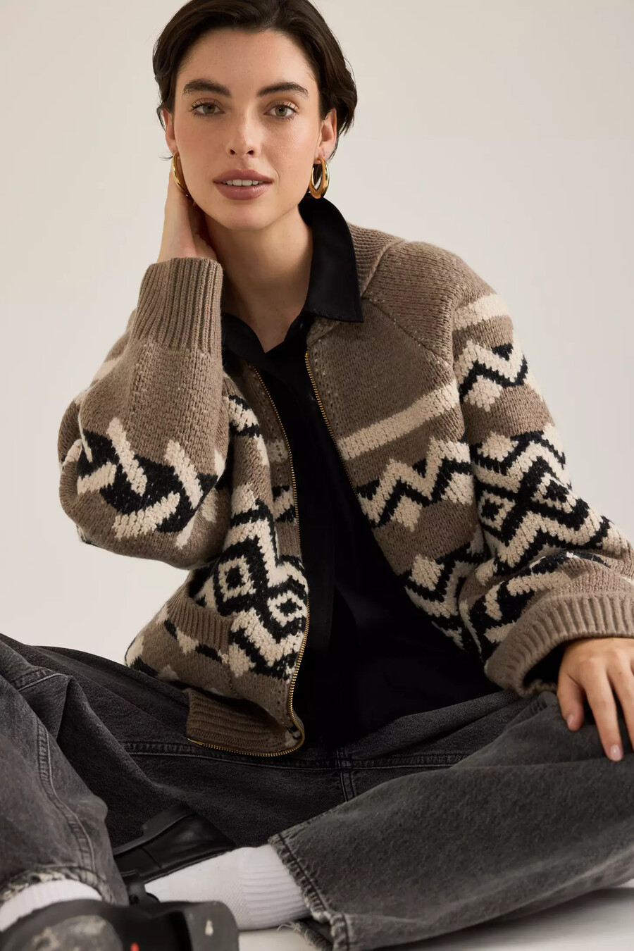 barbour klara wollstrickjacke mit reißverschluss
