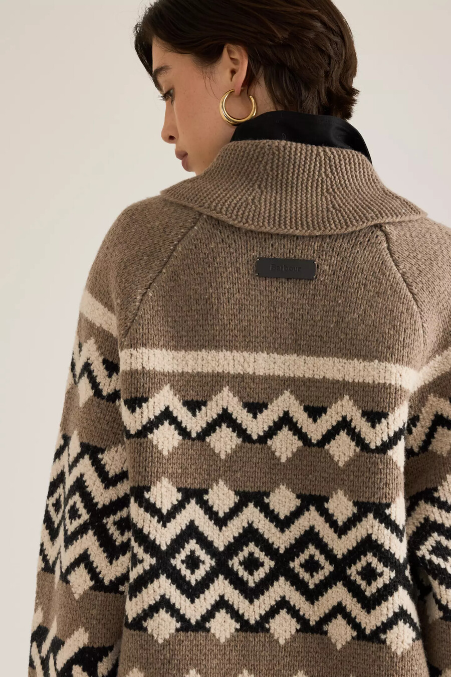 barbour klara wollstrickjacke mit reißverschluss