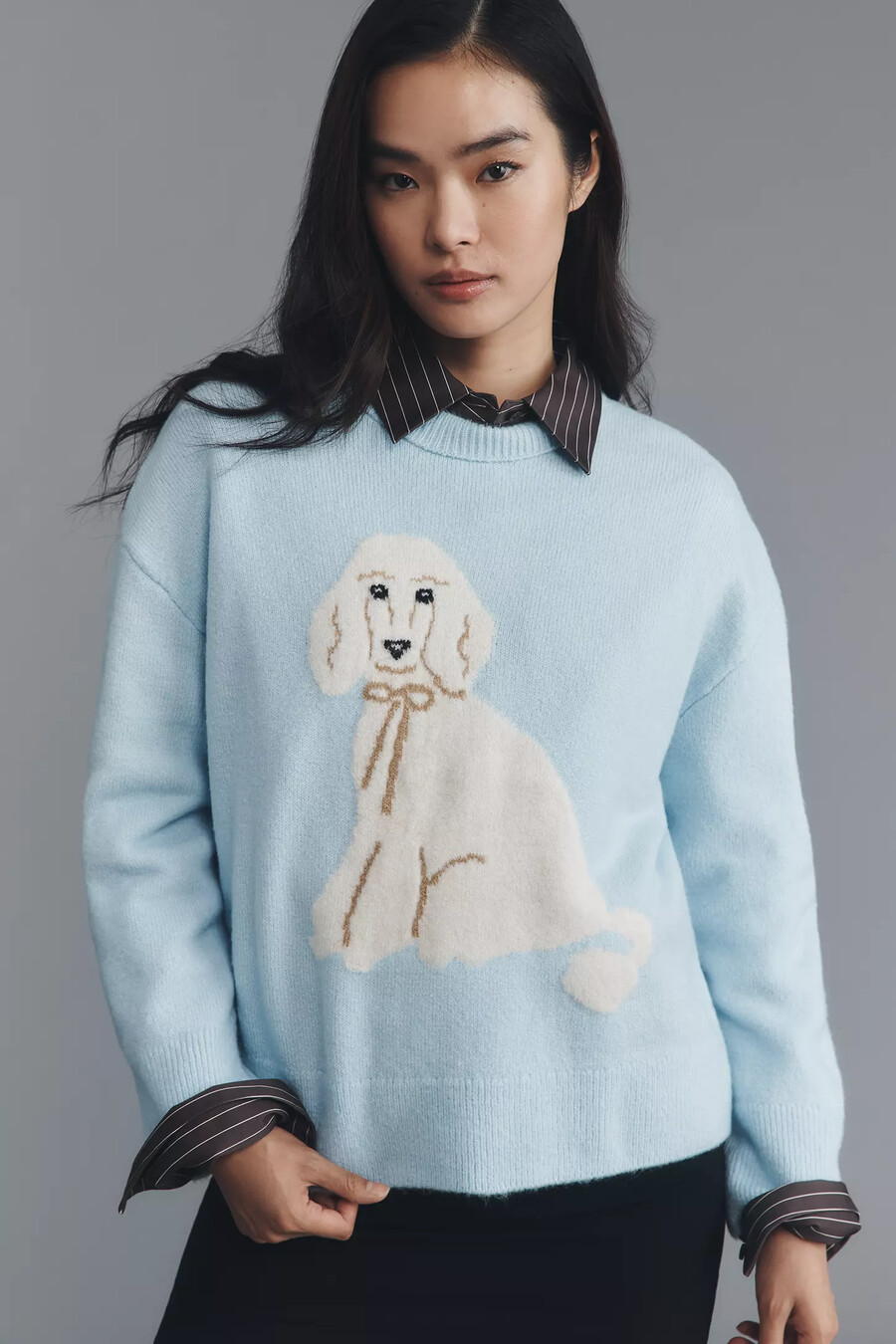 maeve pullover mit rundhalsausschnitt und hundemotiv