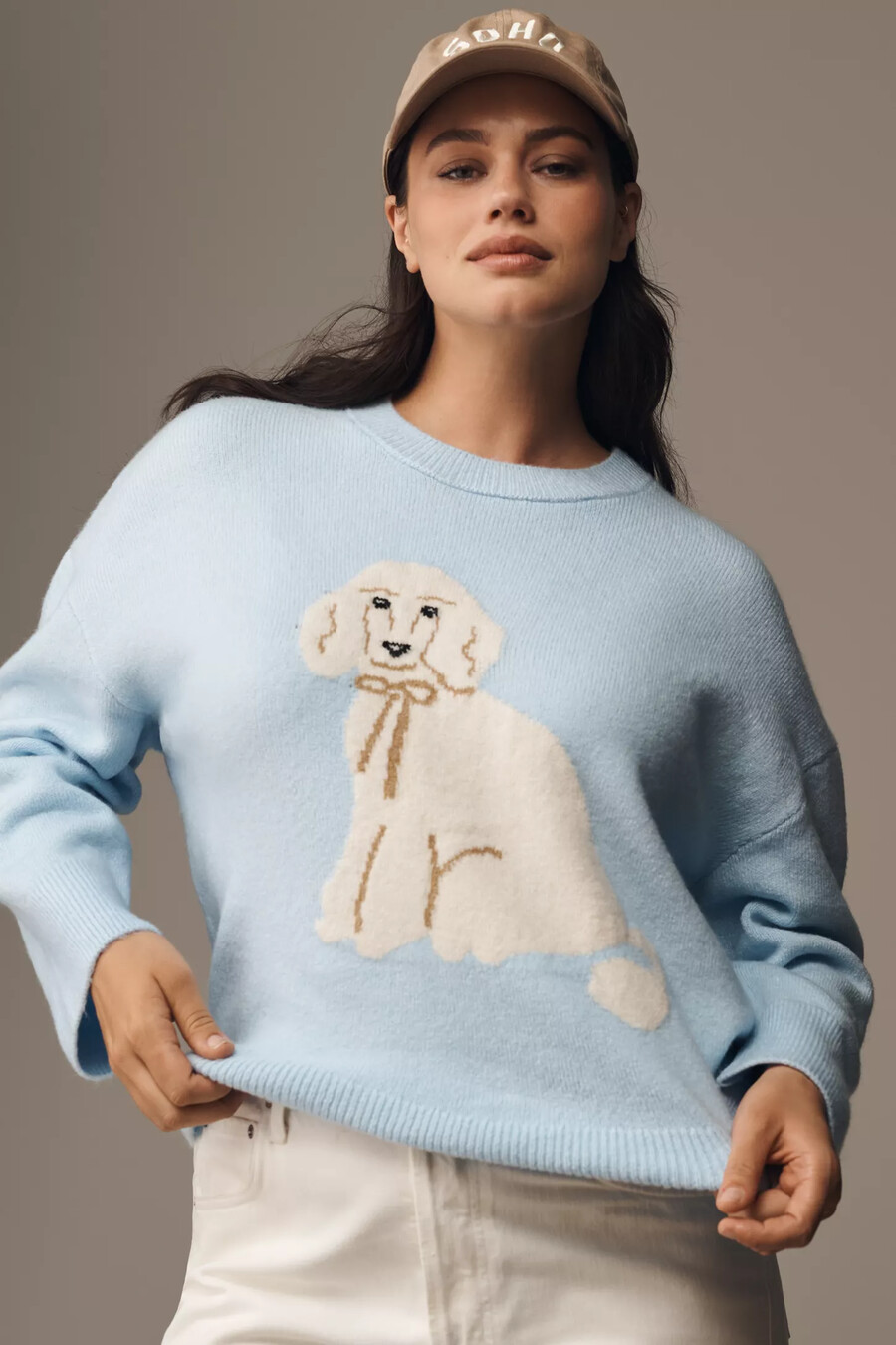 maeve pullover mit rundhalsausschnitt und hundemotiv