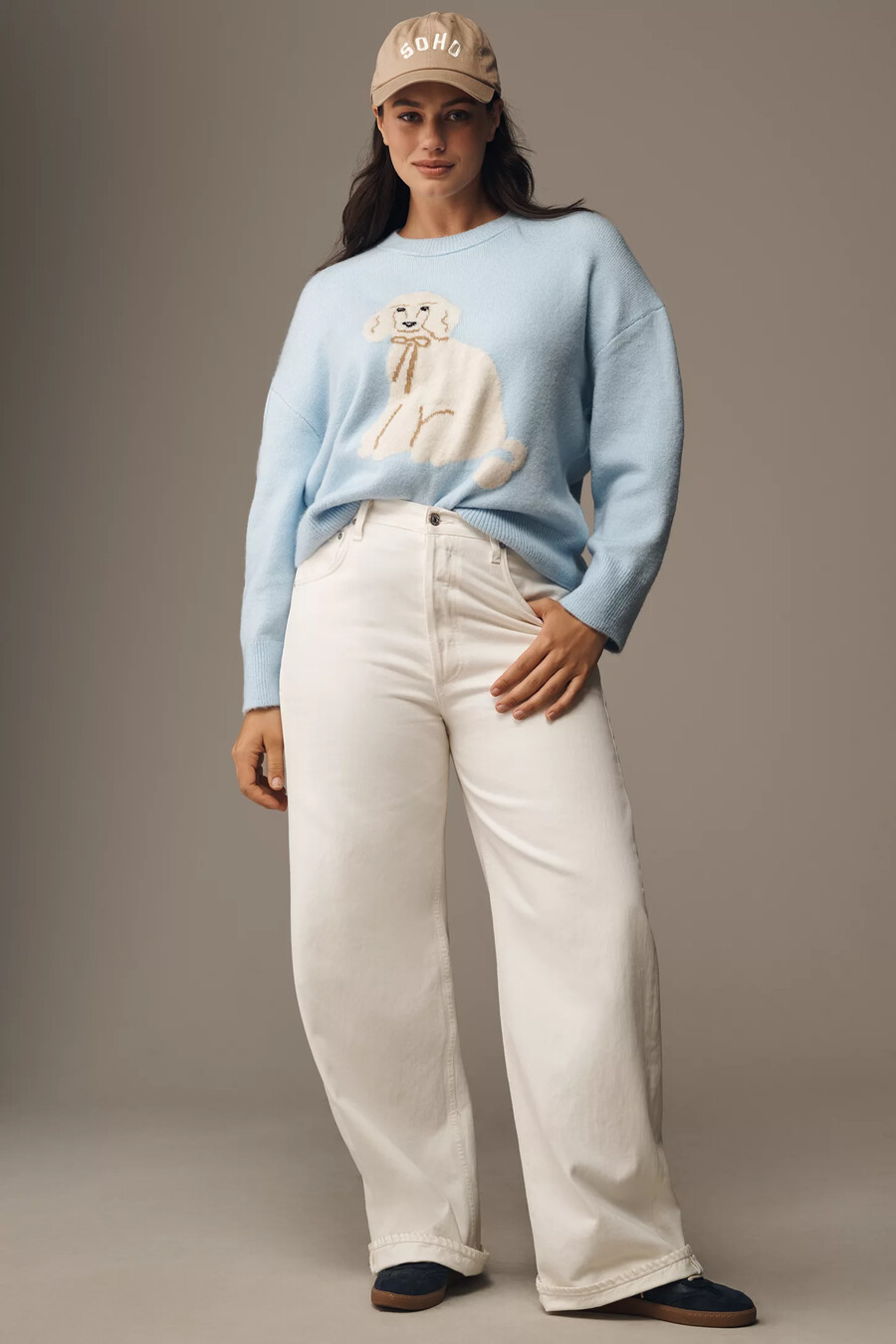maeve pullover mit rundhalsausschnitt und hundemotiv