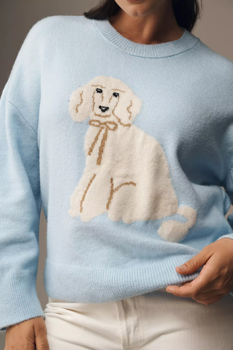 maeve pullover mit rundhalsausschnitt und hundemotiv