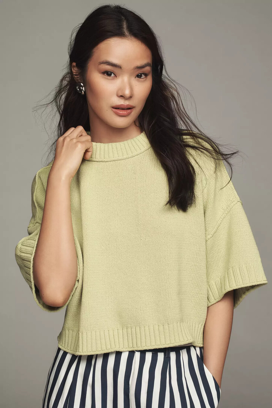 der goldie baumwollpullover mit rundhalsausschnitt