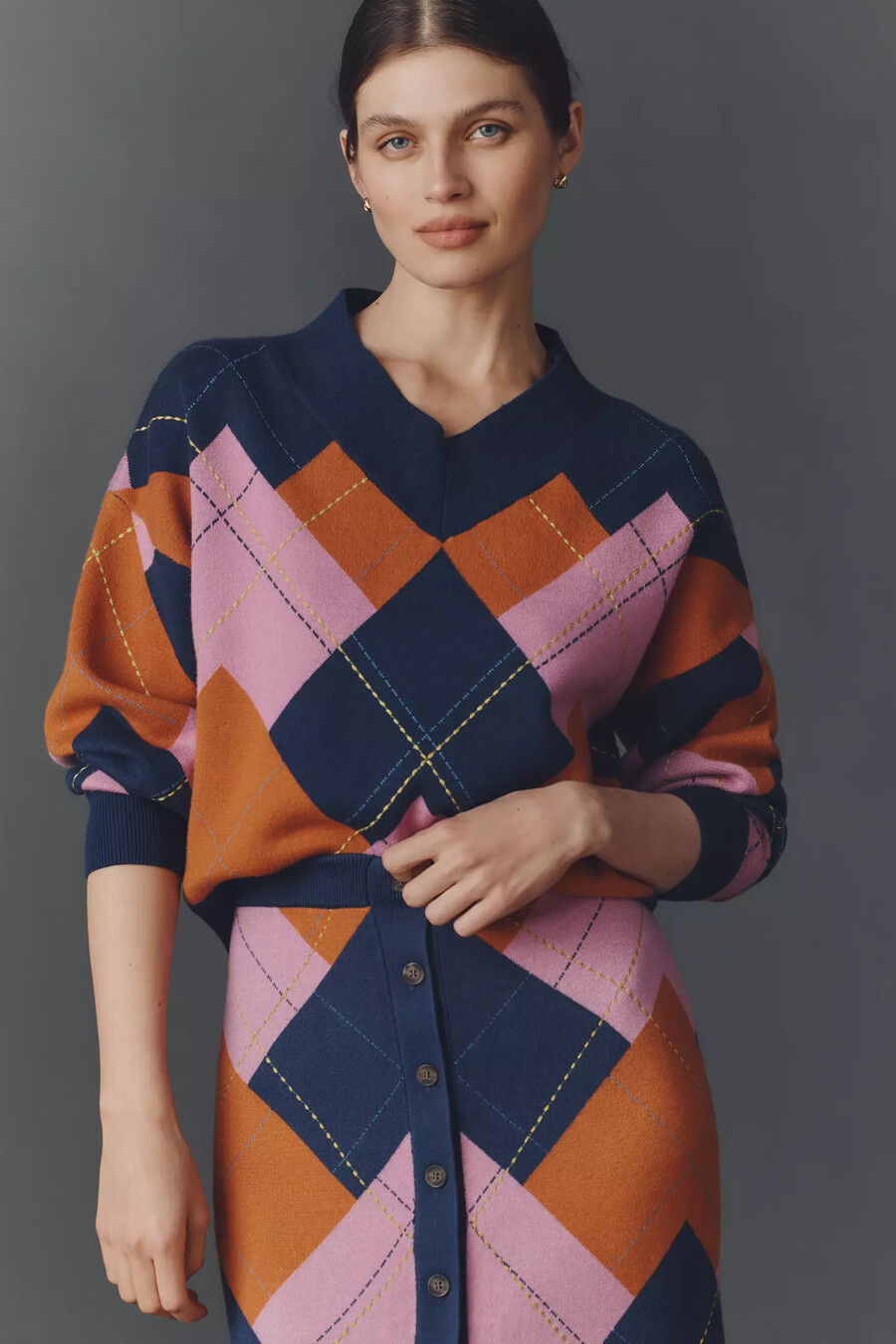 maeve v-ausschnitt argyle pullover