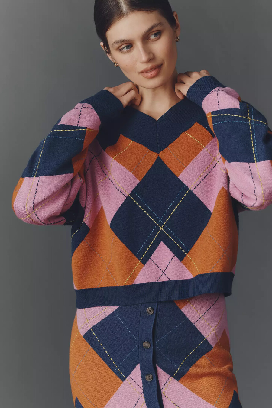 maeve v-ausschnitt argyle pullover