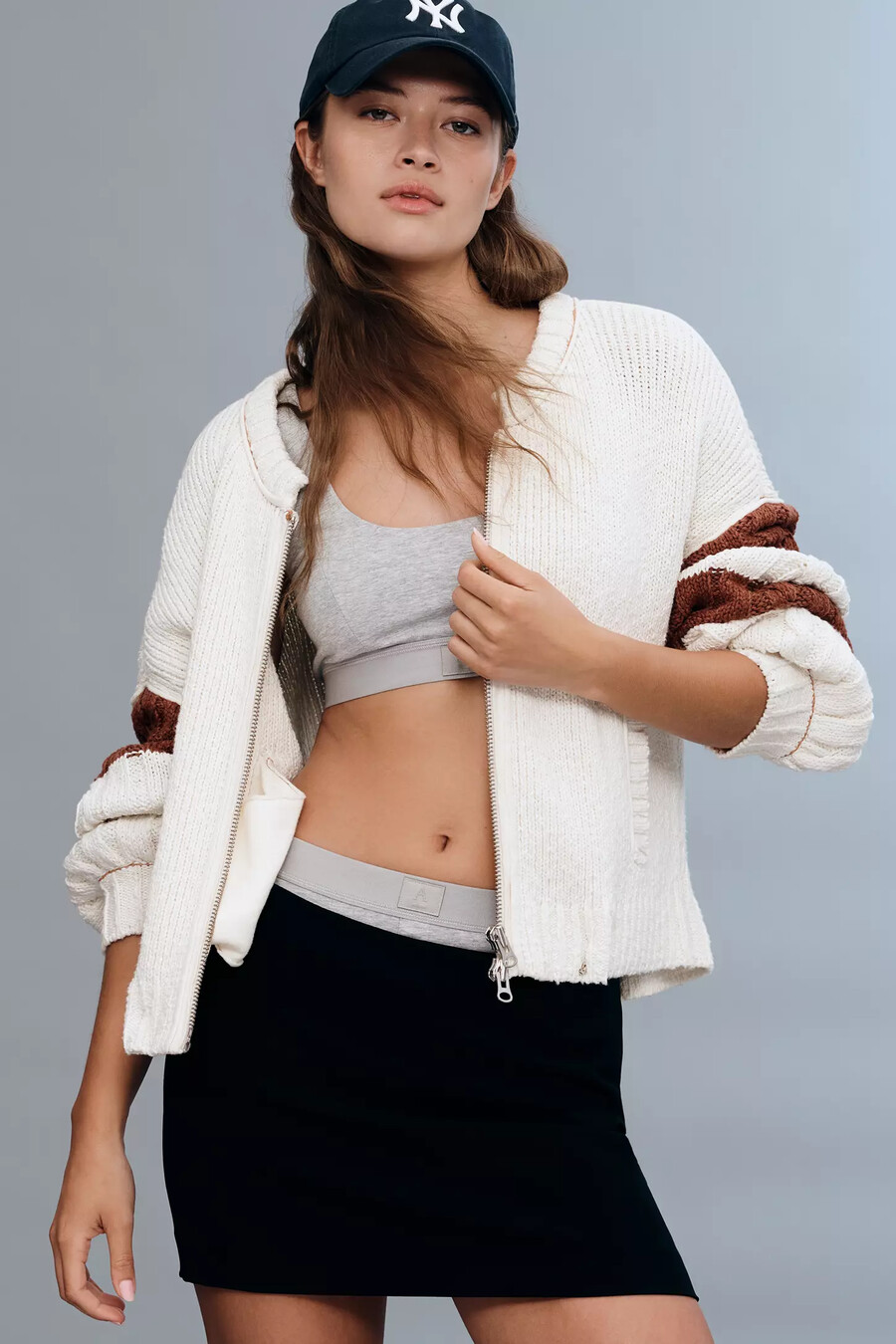 pilcro zopfmuster-pullover mit reißverschluss