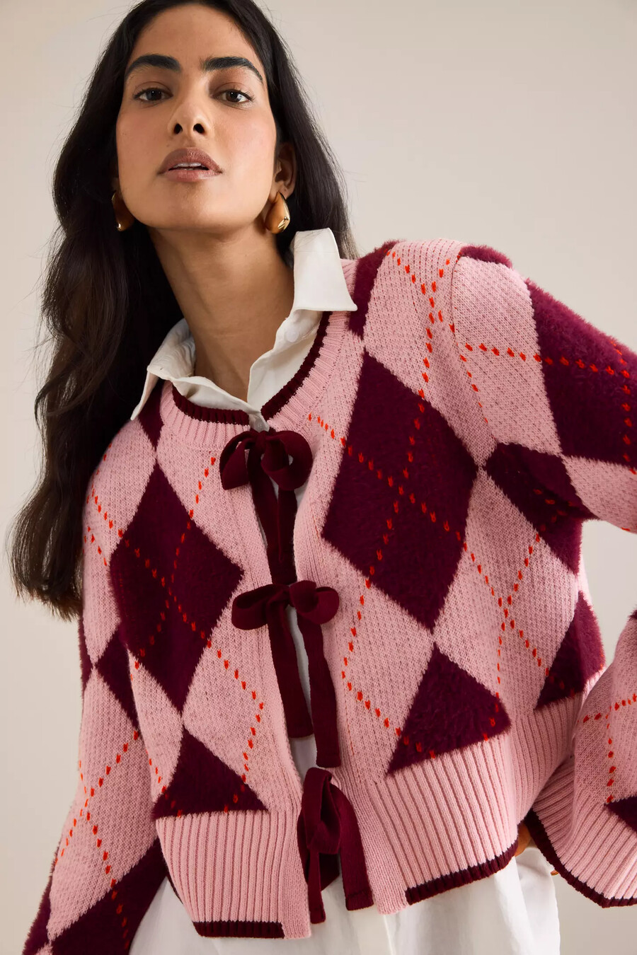 maeve argyle cardigan mit bindeband vorne