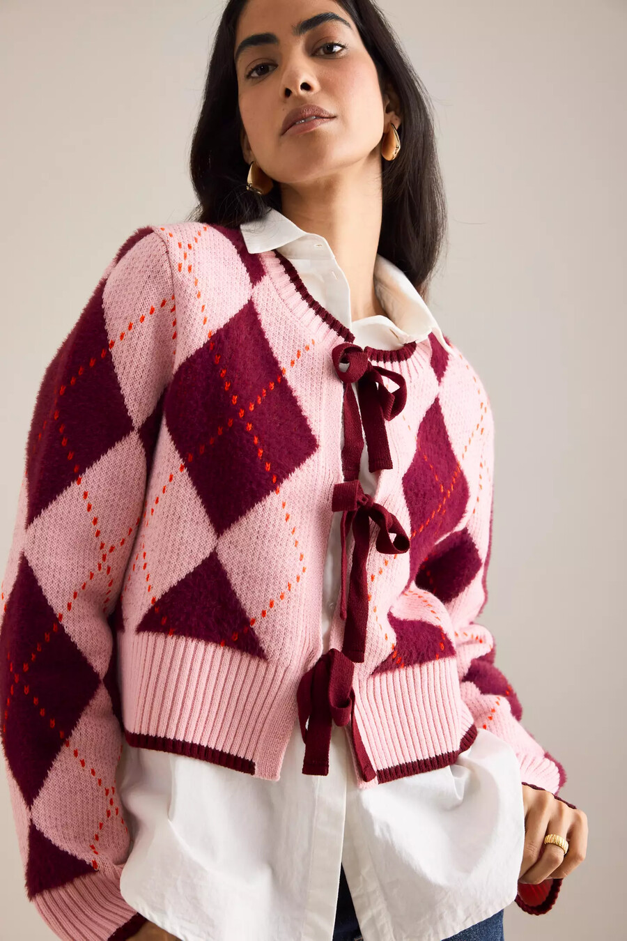 maeve argyle cardigan mit bindeband vorne