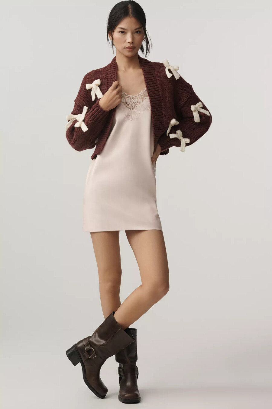 der kurze cardigan „alicia 3d bow cropped cardigan von maeve