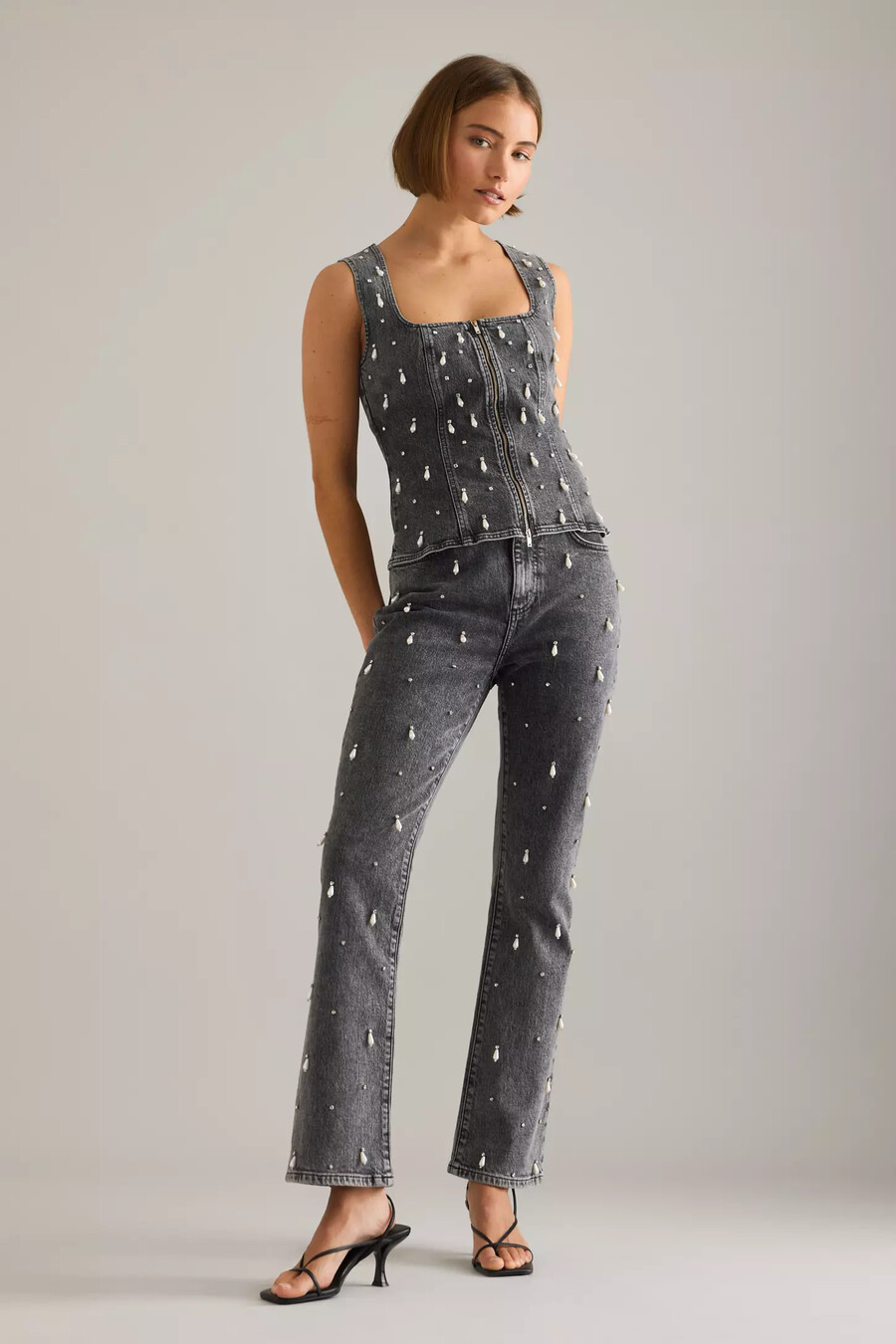 perlenverzierte jeans von anthropologie