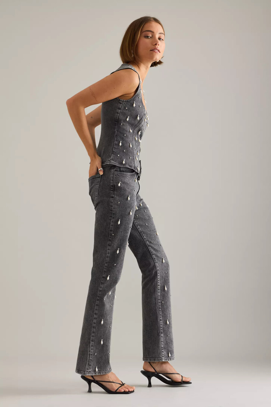 perlenverzierte jeans von anthropologie