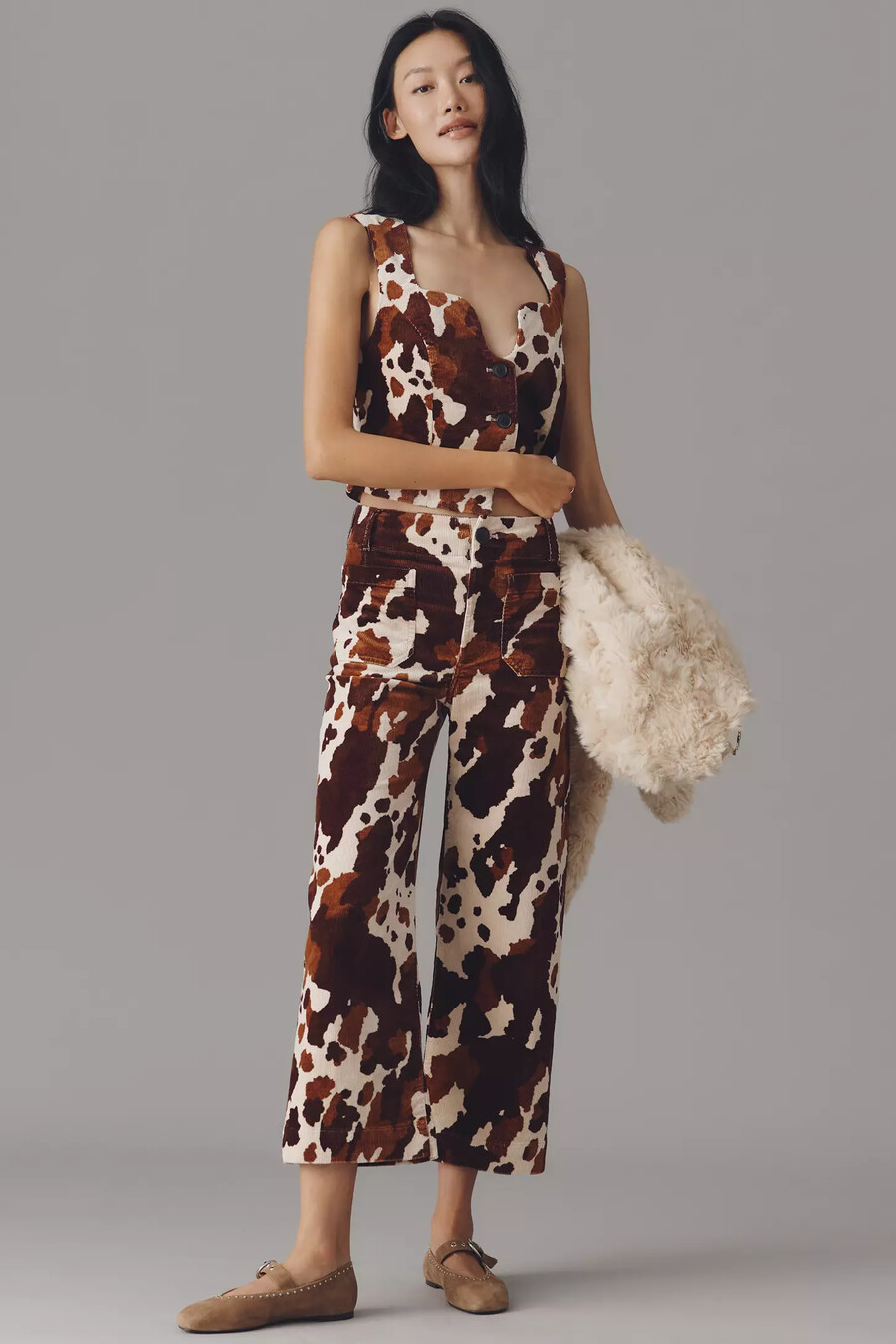 die colette cropped wide-leg hose von maeve cord-edition
