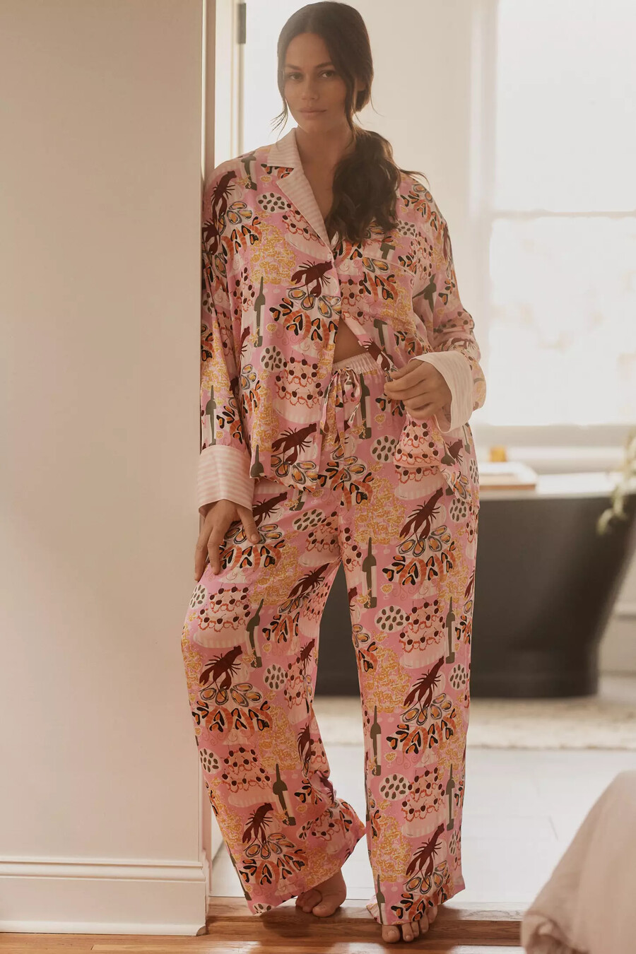 seidige pyjamahosen von anthropologie